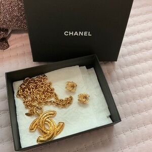 Authentic CHANEL CC Necklace and CC Clip Earrings